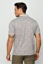 Men's Polo Neck Jacquard Short Sleeve T-shirt Beige - 6