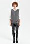 Women's Crew Neck Skirt Embroidered Wool Vest Smoked