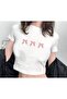 White Color Pink Bow Printed Crop Blouse