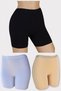 3-Pack Dondeza Women's Long-Leg High-Waist Gathering Cotton Boxer Shorts