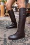 Denim Women's Brown Genuine Leather Boots - 8