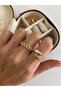 Gold Stone Thin Chain Ring - 2
