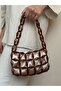 Coffee Satin Lined Casual Bag Evening Dress-Event Bag Handbag Shoulder Bag - 7