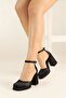 Black Satin Women's Platform Shoes - 4