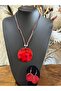 Hand Painted Floral Stone Women's Necklace Earring Set 23 cm - 2