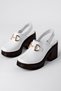 Boris Women's Genuine Leather Buckle Detailed Closed-Front Heeled Shoes - White - 4