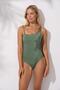 2025 Summer New Season One Shoulder Accessory Swimsuit Khaki 241147