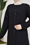 Stone Detailed Plus Size Black Abaya - 5