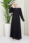 Stone Detailed Plus Size Black Abaya - 2