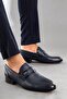 Genuine Leather Leather Laceless Navy Blue Men's Classic Shoes - 2