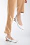 Open Heel Bow Skin White Women's Ballerinas - 3