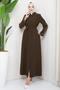 Belted Hidden Placket Ferace Brown HM2178 - 5