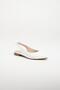 Open Heel Bow Skin White Women's Ballerinas - 5