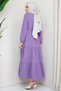Gathered Buttoned Ayrobin Dress Lilac - 4