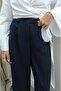 Navy Blue Pleated Palazzo Trousers - 4