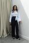 Navy Blue Pleated Palazzo Trousers