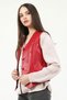 Vittoria Women's Buttoned Slim Fit Genuine Leather Vest B.Red