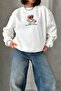 Women's Ecru Cotton Sweatshirt with Embroidery Details Dpg035 - 4
