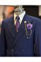 Italian Style Double-Breasted Striped Jacket Trousers Suit Navy Blue T12903 - 4