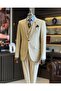 Italian Style Jacket Vest Pants Suit Beige T12819