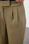 Koyu Haki Cırt Cırt Kapamalı Yüksek Bel Pileli Wide Leg/Geniş Kesim Pantolon TWOAW24PL00177 - 4
