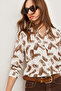 Women's Brush Bitter Coffee Cuffed Linen Shirt Gml- 19001248