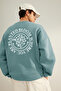 Mint Oversize/Geniş Kesim Çiçek Nakışlı İçi Polarlı Pamuklu Sweatshirt TMNAW24SW00012