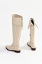 100% Genuine Leather Beige Women's Bihter Boots - 5