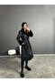 Furry Long Leather Women's Trench Coat 2259 - 6