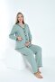 Button-Front Adjustable Waist Maternity and Postpartum Pajama Set with Ruffle Detail on Sleeves and Legs - 5