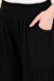 Women's Black Color Gathered Lycra Woven Trouser Skirt - 8