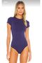 Women's Purple Short Sleeve Silk Jersey Body - 2