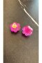 Bright Purple Colorful Glitter Cat Dog Paw Shaped Earrings Handmade Epoxy with Silver Accessories - 2