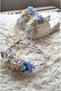 Blue Colored Dried Flower Detailed Mother's Maternity Slippers and Crown (puerperal set, maternity crown)
