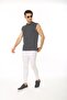 Men's Grimelange Crew Neck Tank Zero Sleeve Singlet Cotton T-Shirt - 2
