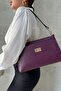 Genuine Leather Handbag and Crossbody Bag Oxnova Model Purple Color