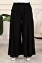 Women's Black Color Gathered Lycra Woven Trouser Skirt