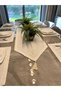 Royal 7 Piece French Lace Corner Tasseled Gold Glitter Ecru American Service and Runner Set - 4