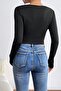 Asymmetrical long sleeve black blouse 5021 - 4