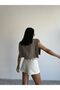 Sleeve Knitwear Blouse - Crop Length with Front Stripe Detail - 4