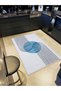 Mira Black Shape and Blue Detailed Gray White Woven Base Modern Decorative Carpet Mira5837