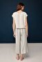 Women's Ecru Viscose Wide Leg Capri & Blouse 2-Piece Pajama Set - 3