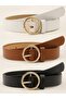 3-Piece Belt Set with Gold Buckle, Standard Length, Black Tan White - 2