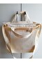 Natural Canvas Fabric Double Handle Zipper Bag - 3