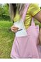 Pink Gingham Eco-Friendly Cloth Bag, Linen Arm and Shoulder Bag with Pocket, Unisex Shopping Bag - 4