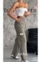Women's Linen Cargo Pants Khaki Color - High Waist, Wide Legs, Multi-Pocket - 4