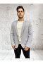 Vad Light Gray Honeycomb Textured Men's Blazer Sports Jacket