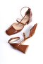 Sigva Mary Jane Brown Color Patent Leather Blunt Toe Thick Heeled Strappy Shoes - 3