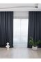 Navy Blue Pleatless Gathered Extra Stretch Light Proof Blackout Background Curtain
