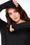 Women's Silvery Sweater with Buttons on the Sides and Skirt, Black - 8